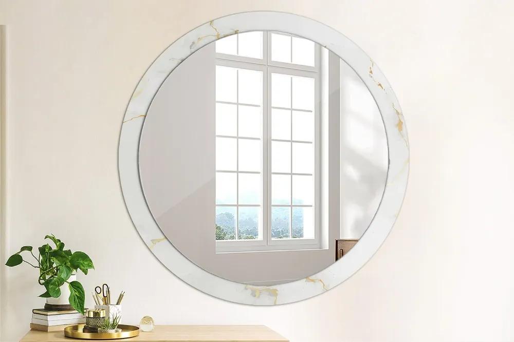 Okrúhle zrkadlo s potlačou Biely zlatý mramor fi 100 cm