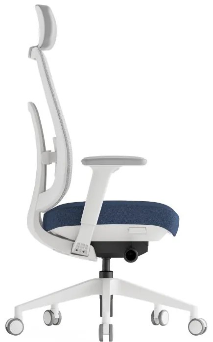 Kancelárska ergonomická stolička K42 White — sieť, látka, biela / viac farieb Modrá