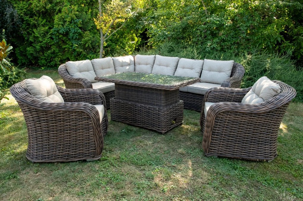 Rohová súprava MONTE CARLO hnedočierna s kreslami verzia rohu: ľavý roh