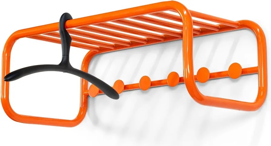 Oranžový kovový nástenný vešiak s poličkou 72 cm Retro – Spinder Design