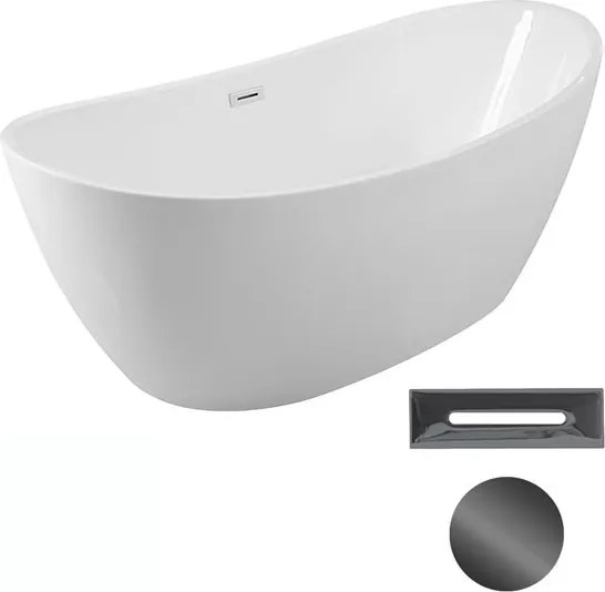 Besco Akrylátová voľne stojaca vaňa Ayla 170x80 BESCO-Typ výpuste: Click-Clack s prepadom, grafit, BESCO-Rozmery: 170x80, BESCO-Farba: Biela