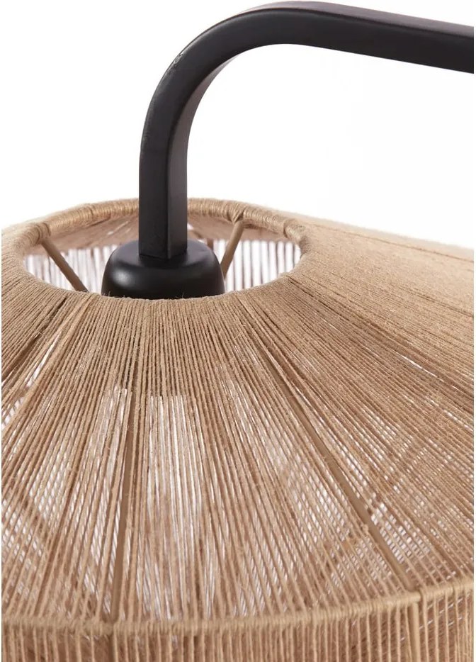 Stojacia lampa s textilným tienidlom v matnej čierno-prírodnej farbe (výška 164 cm) Lyra – Light &amp; Living