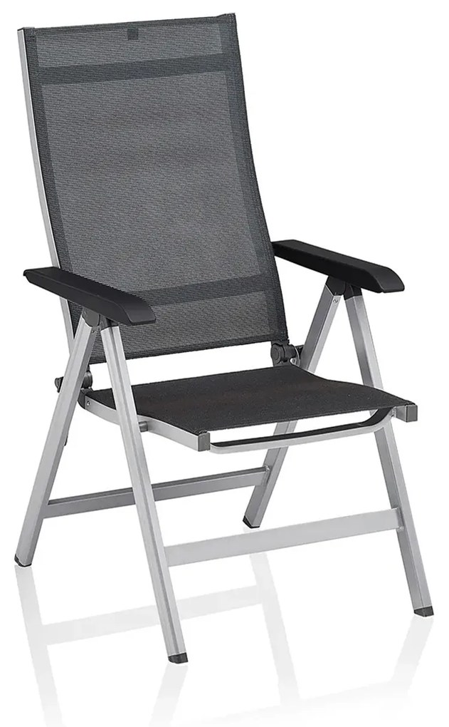 Basic+ Premium polohovateľné záhradné kreslo strieborné
