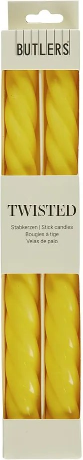 TWISTED Sada lesklých sviečok 2 ks 25,5 cm - sv. žltá