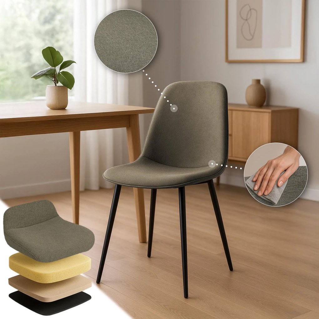 Sada 4 ks jedálenských stoličiek Maryam látka - sivohnedá