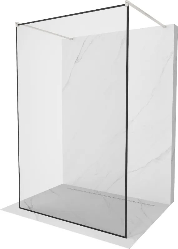 Mexen Kioto, sprchová zástena Walk-In 120 x 200 cm, 8mm sklo čierny vzor, brúsená oceľ profil,  800-120-002-97-70