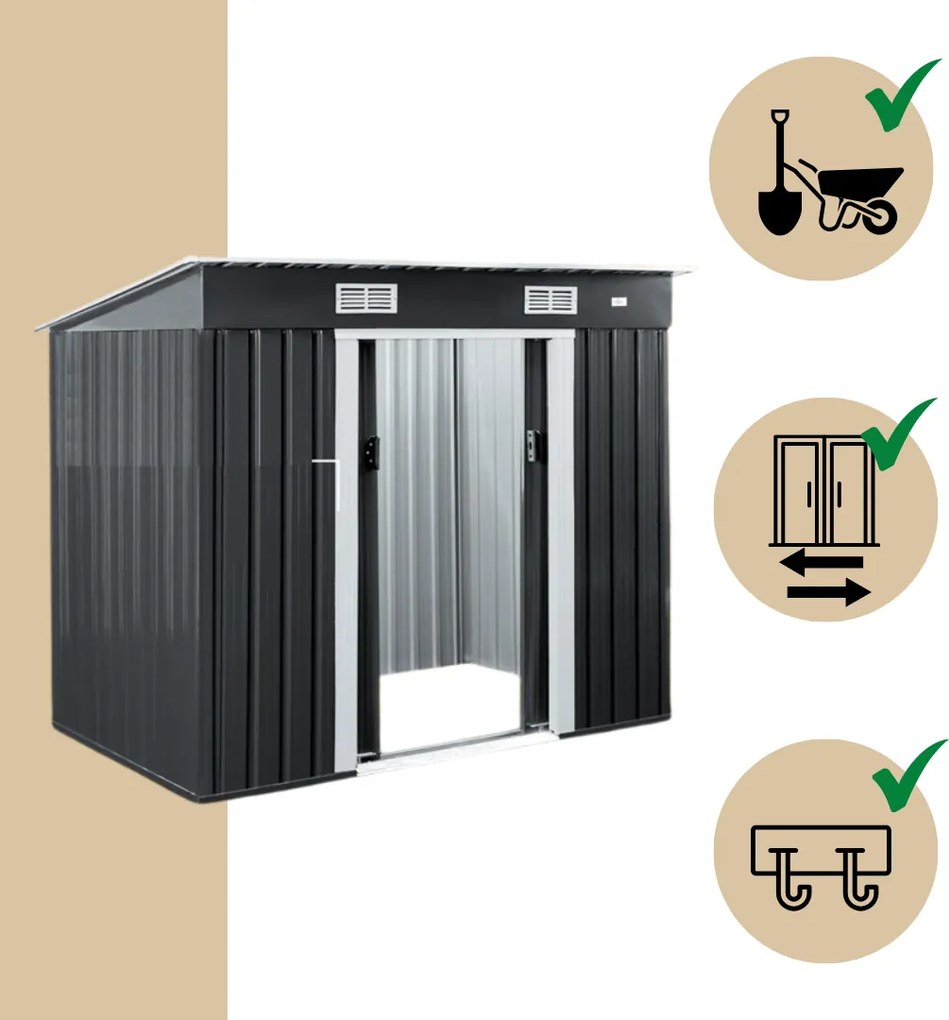 Záhradný domček na náradie L, 196x122x182cm,  antracitová Jurhan