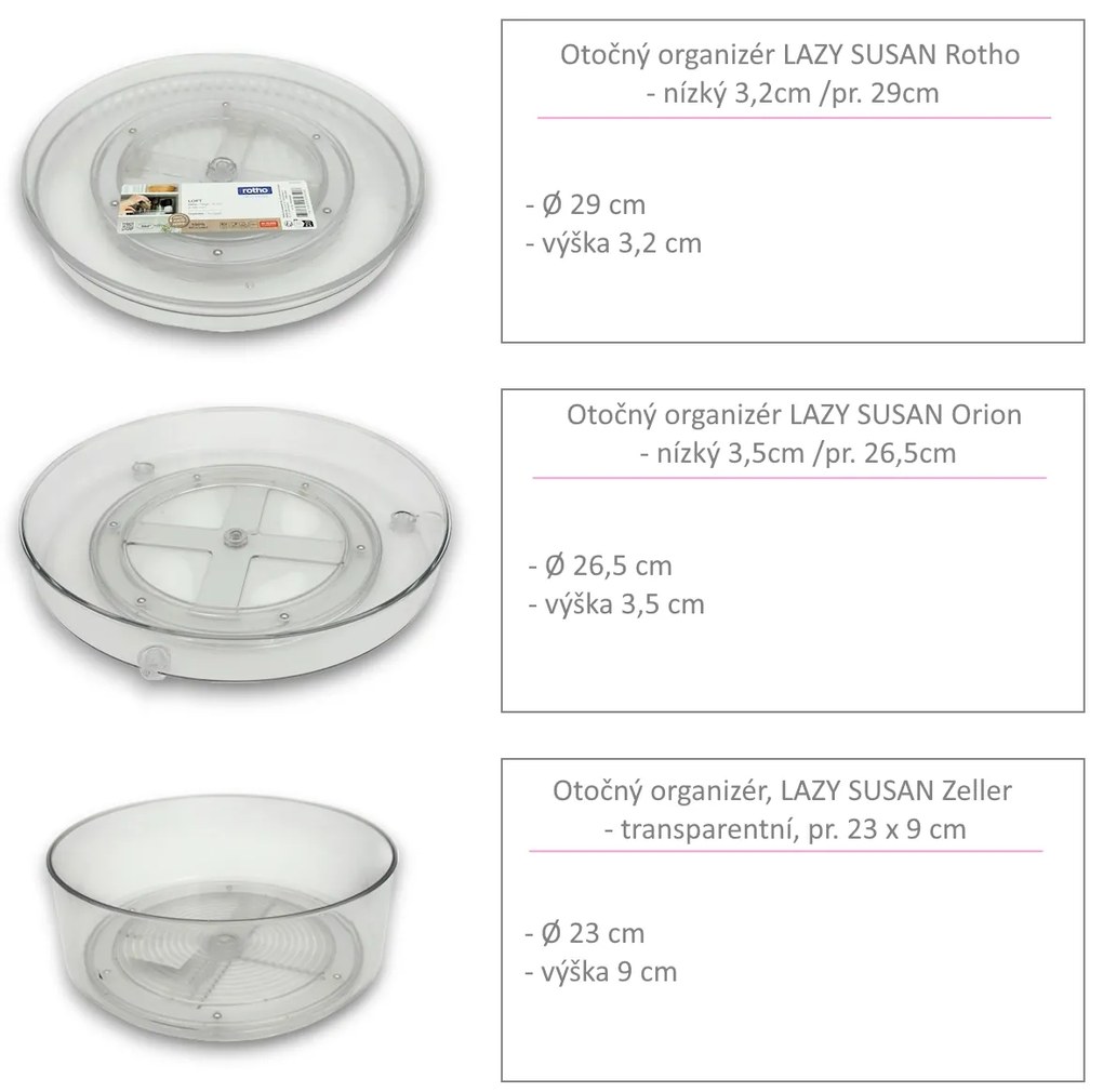 Zeller Present Otočný organizér, Zeller COMPACTA - transparentný, pr. 23 x 9 cm