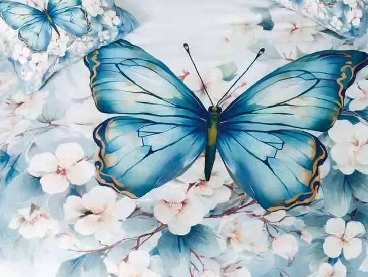 Obliečky BUTTY WHITE TURQOISE 3-dielna sada 140x200 cm