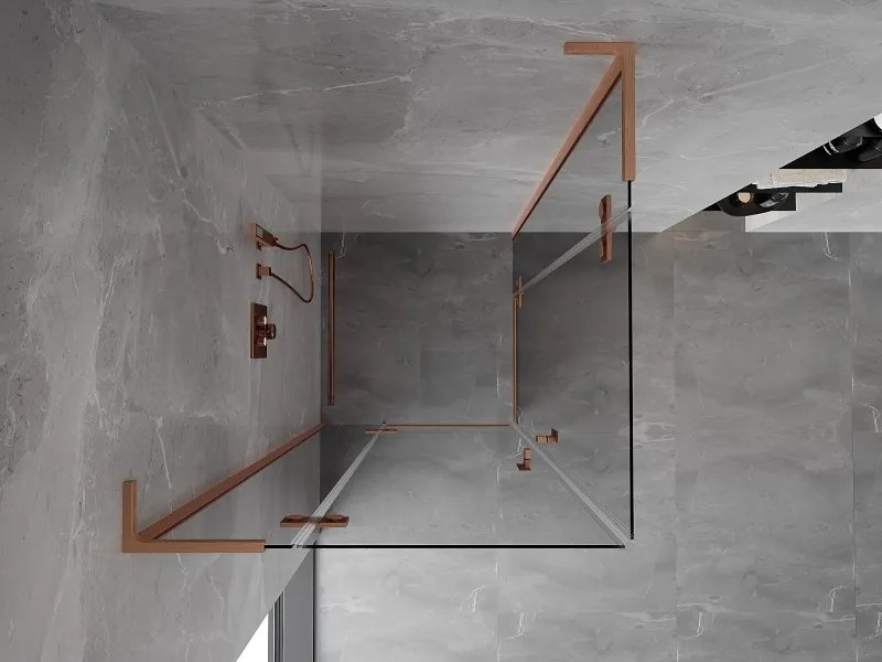 Mexen Mist-H L Duo, 2-krídlový sprchový kút 120 x 120 cm, číre sklo, medený matný profil, 8A5L-120L-120P-65-00