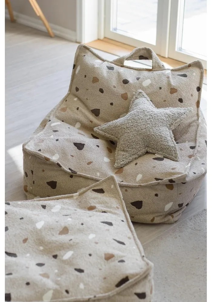 Svetlohnedý detský sedací vak z textílie buklé/ženilkový Terrazzo Chair – Wigiwama