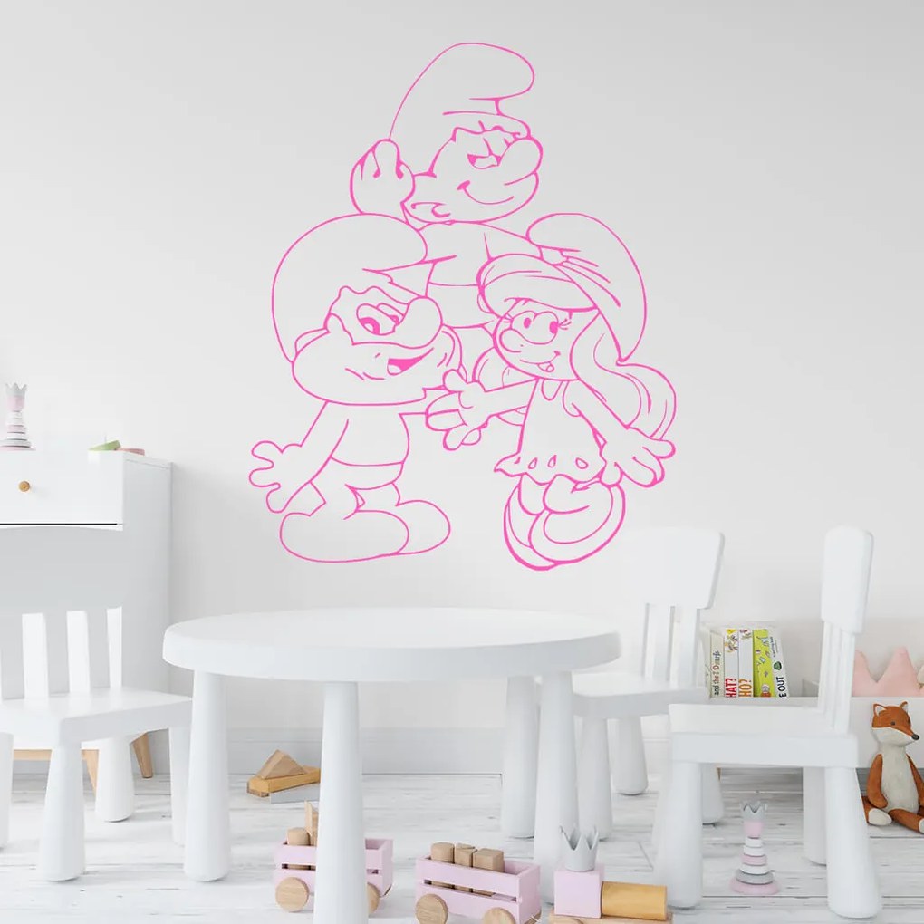 Veselá Stena Samolepka Šmolkovia Farba: modrá, Veľkosť: 60 x 48 cm