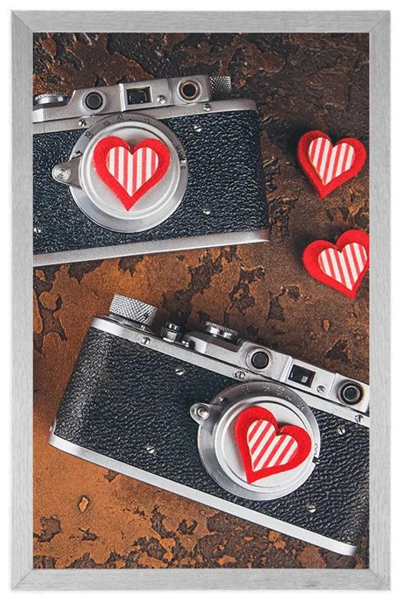 Plagát dva retro fotoaparáty - 30x45 silver