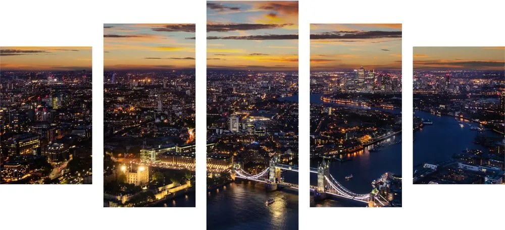 5-dielny obraz letecký pohľad na Tower Bridge