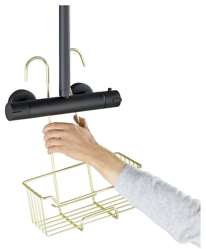 Závesná kúpeľňová polička z nehrdzavejúcej ocele v zlatej farbe Milo – Wenko