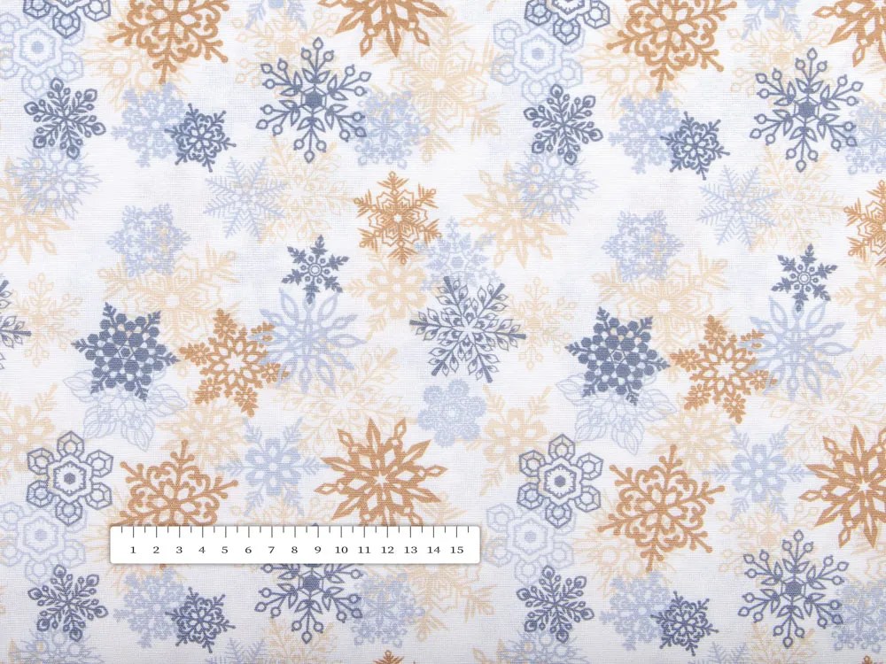 Biante Vianočné dekoračné prestieranie na stôl PML-041 Modrosivé a béžové vločky 35x45 cm