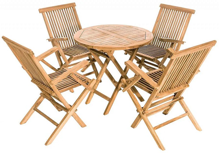 DEOKORK Záhradná teaková zostava IVORY BALCONY 1+4 (ZADARMO podušky)