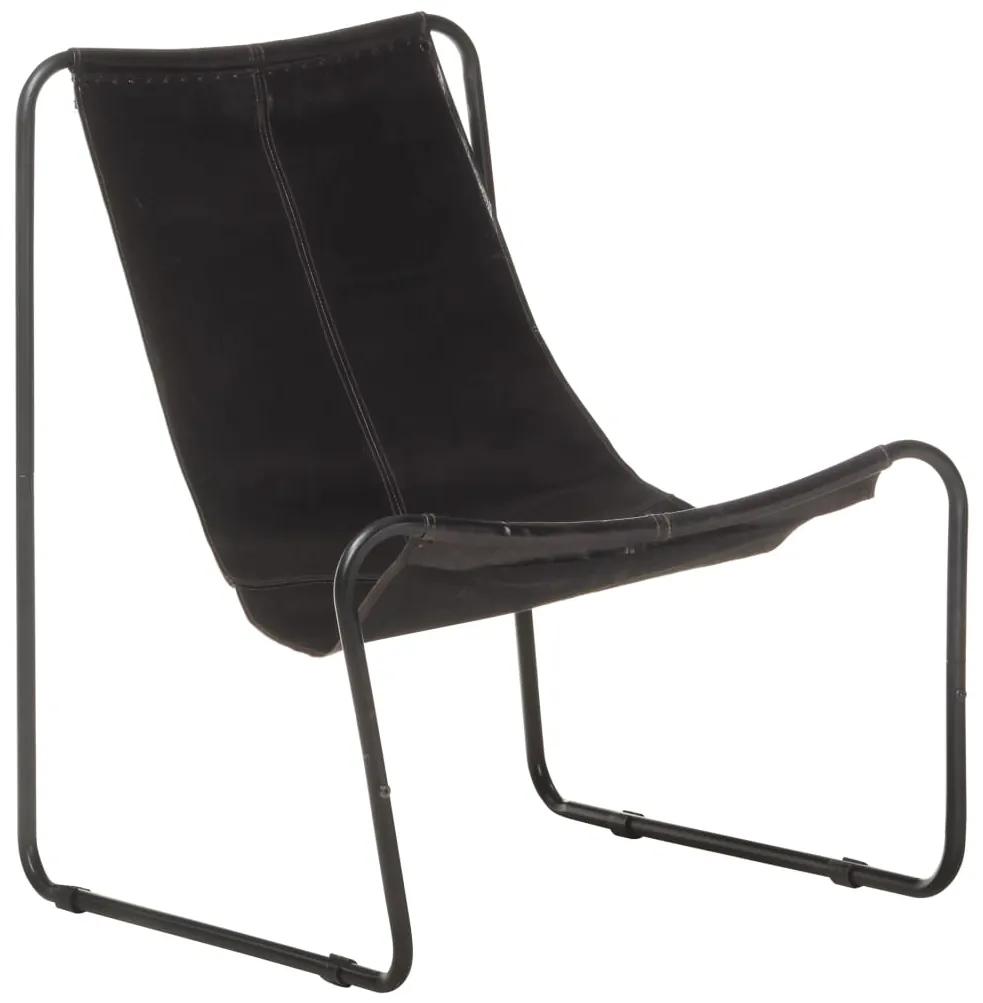 vidaXL Relaxačná stolička čierna pravá koža