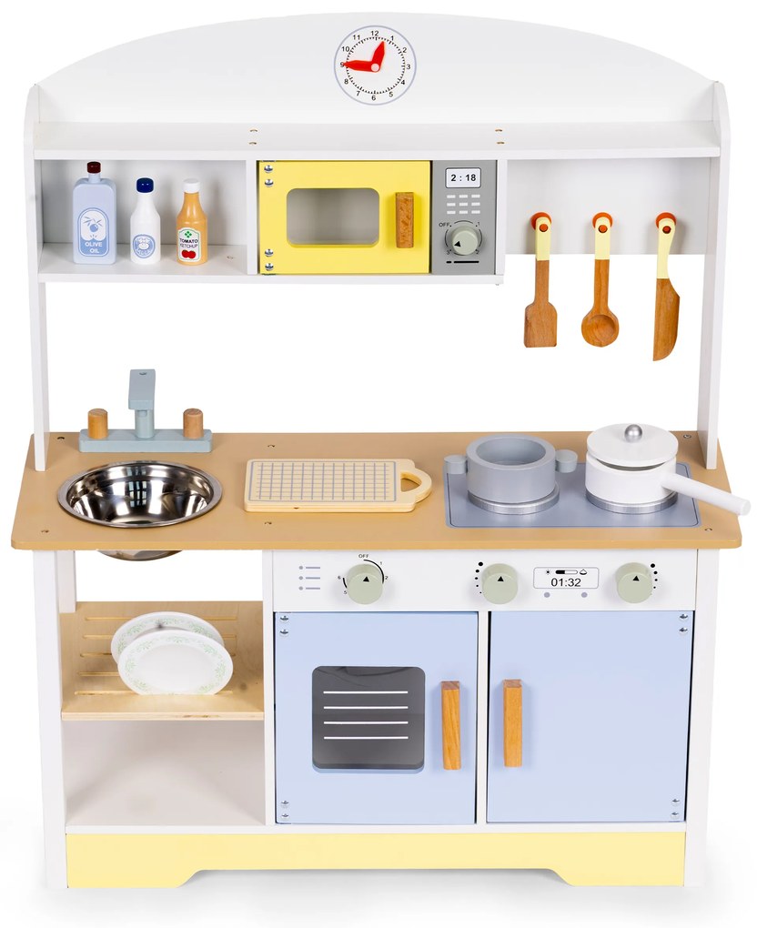 Detská kuchynka ECOTOYS s rúrou, práčkou a 12 doplnkami