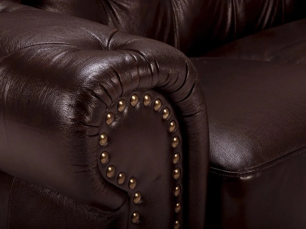 furniture-nabytek.cz - Pohovka Chesterfield Hereford 2-místná z pravé kůže, hnědá