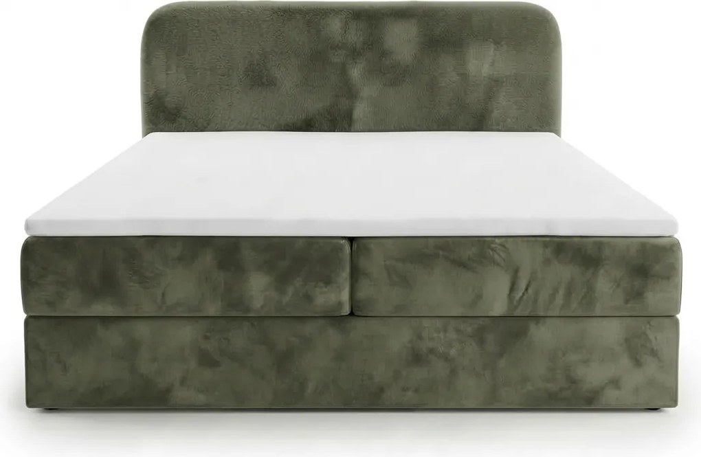 Čalúnená posteľ boxspring FORENA 180x200 cm tmavozelená Matrac: Bonell pružinová matrac