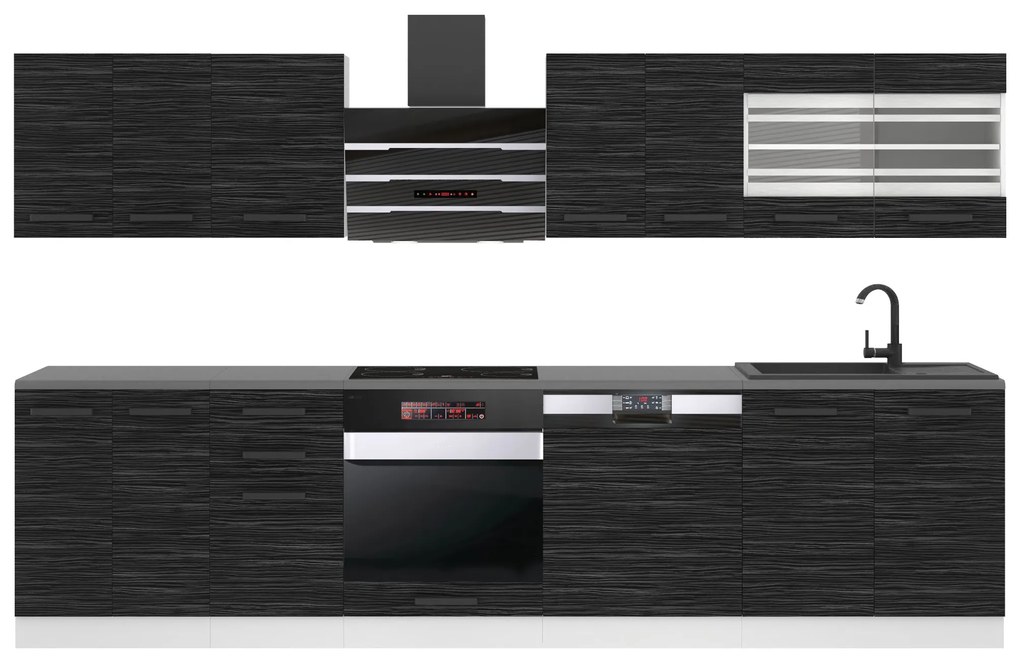 Kuchynská linka Belini Premium Full Version 300 cm eben kráľovský s pracovnou doskou LUCY