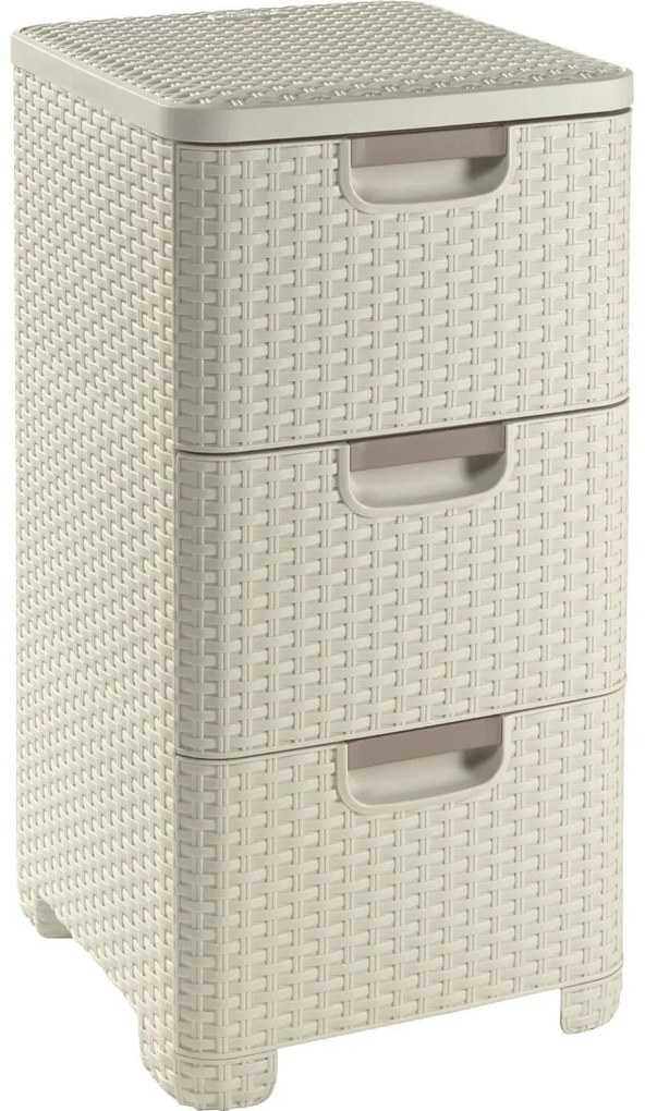 Curver Šuplíky RATTAN style krémovo biela 3 zás.