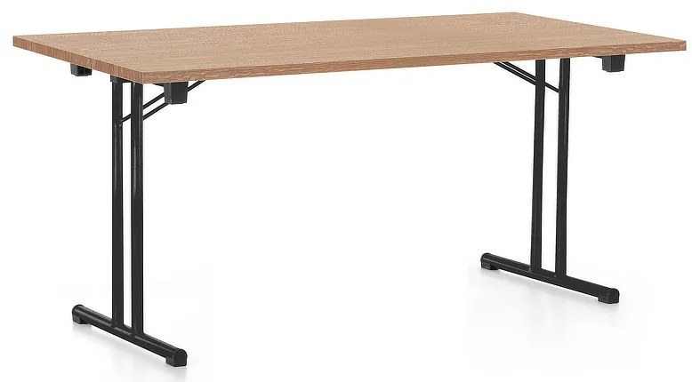 Skladací stôl 160 x 80 cm, čierna podnož, dub