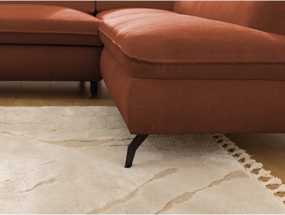 Ženilková rohová pohovka v terakotovej farbe (pravý roh/do L) Marbeya – Ropez