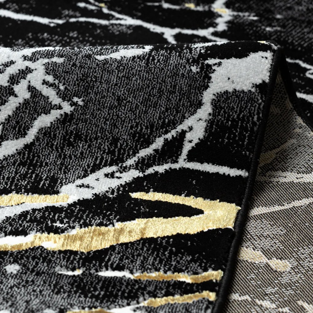 Dywany Łuszczów, Kusový koberec Allure 1963 black/gold, 160x220, čierna, kancelária