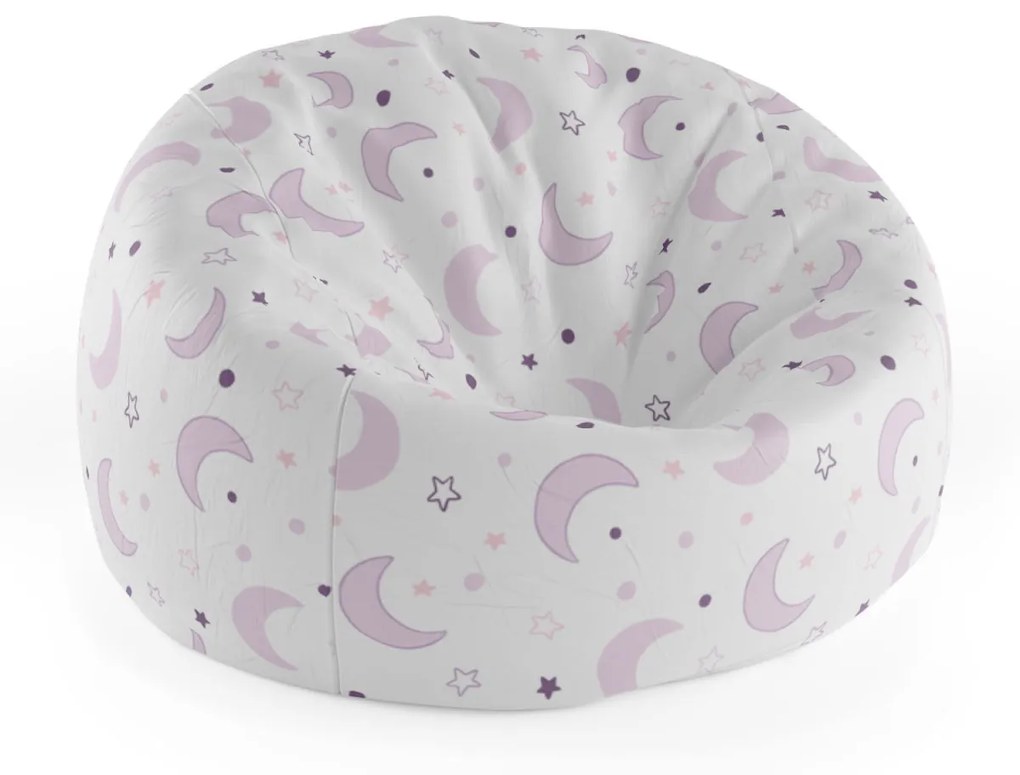Sablio Sedací vak Cocoon Fialové mesiačiky - 75 x 45 x 35 cm