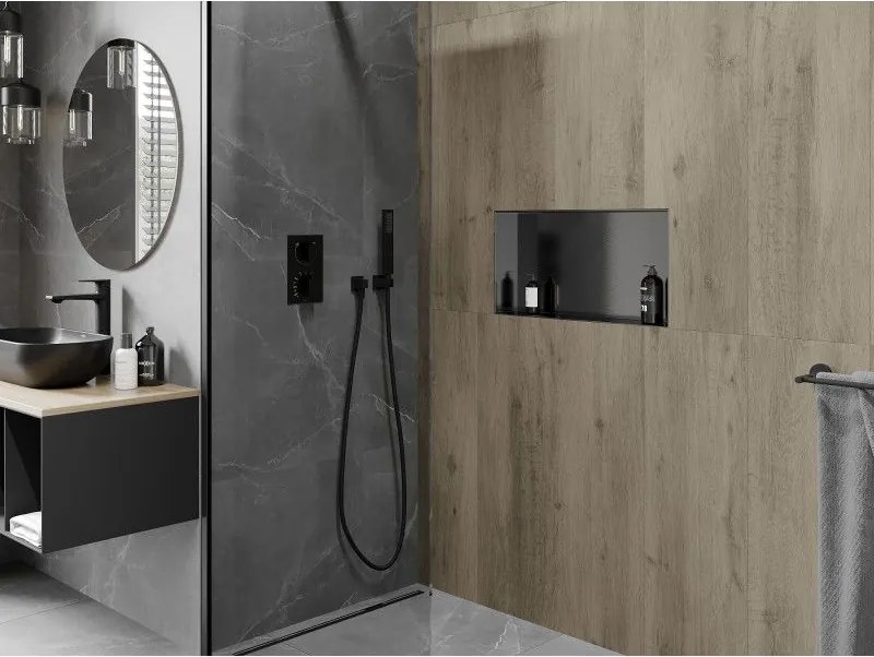 Mexen X-Wall-NR, polica na zapustenie bez príruby 60 x 30 cm, grafitová matná - 19E1603010