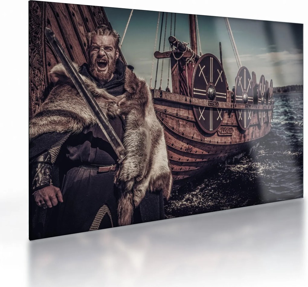 Sklenený obraz - Vikingský bojovník (70x50 cm)