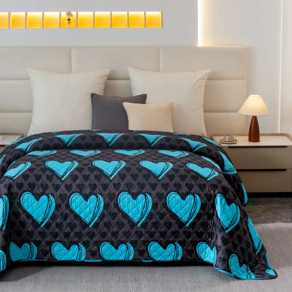 Prehoz na posteľ KASUGA, tyrkysový Rozmer: 170 x 210 cm