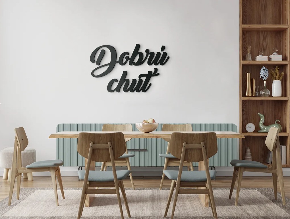 drevko Drevený nápis Dobrú chuť do kuchyne a jedálne Rozmer obrazu: 27 x 44,5 cm, Farba dekorácie: Čierna