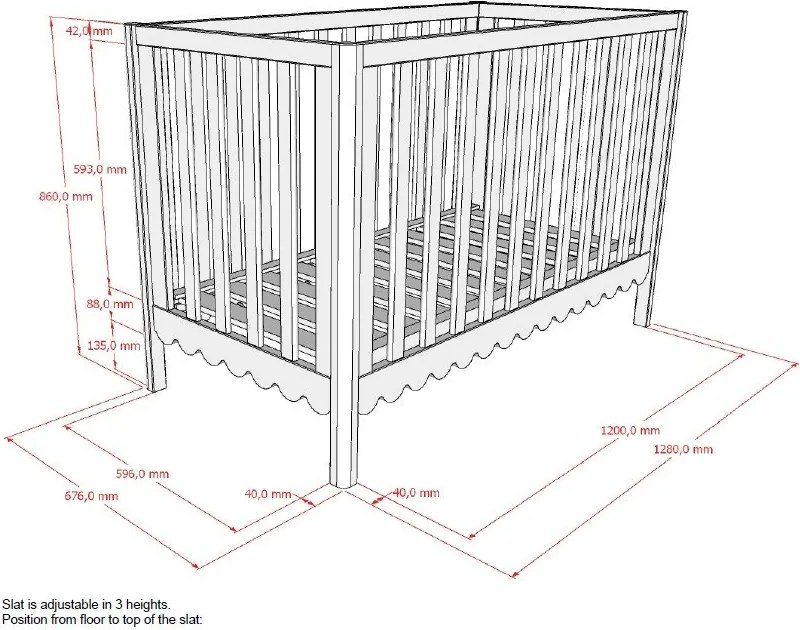 Béžová postieľka z borovicového dreva s nastaviteľnou výškou 60x120 cm Swingo – Vipack