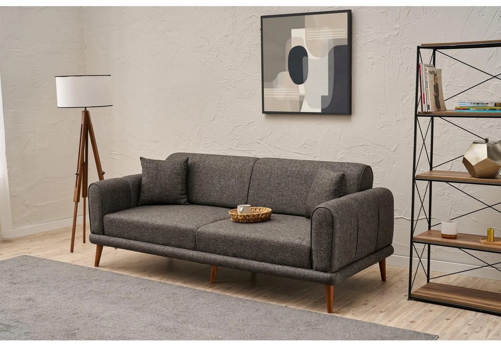 Pohovka trojsedačka Sorenella (antracit + orech). Akcia -18%. Vlastná spoľahlivá doprava až k Vám domov. 1106718