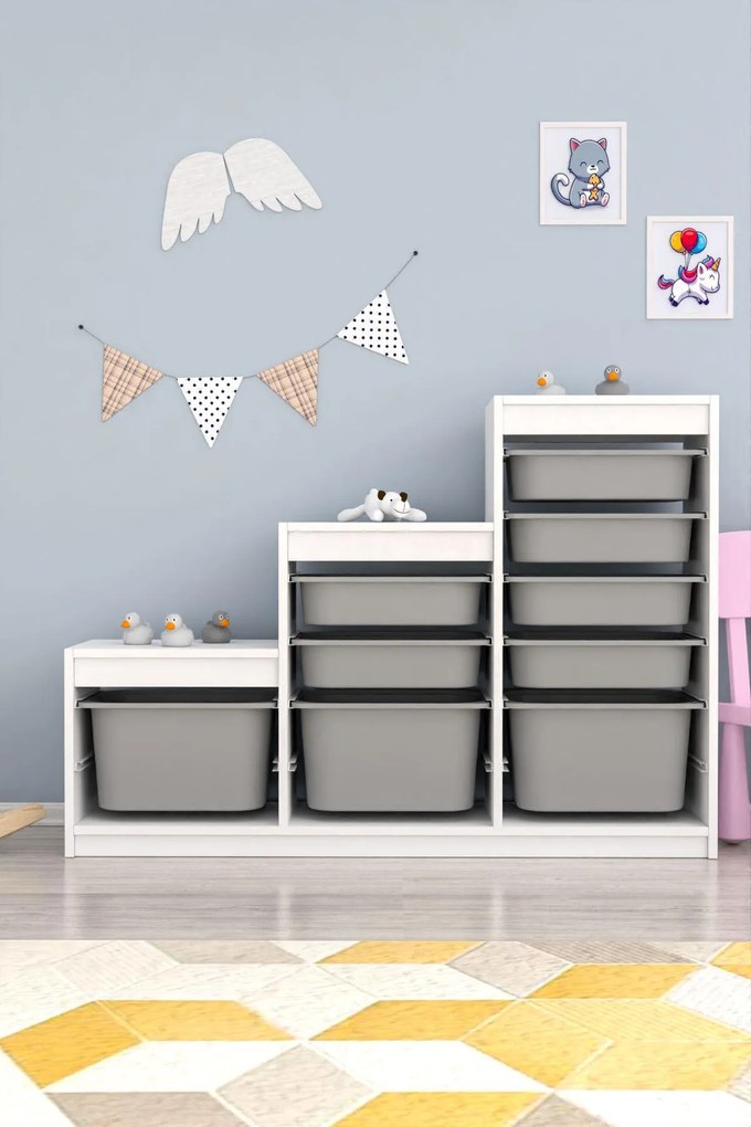 Organizér na hračky Dremonka 9 (biela + sivá). Akcia -20%. Vlastná spoľahlivá doprava až k Vám domov. 1124320