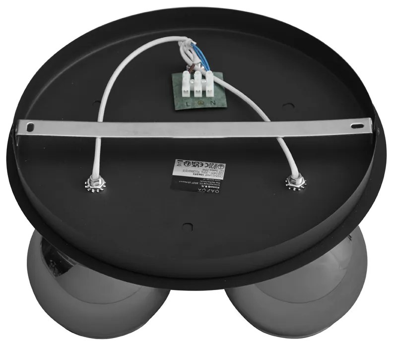 Stropné svietidlo v štýle Art Deco čierne s dymovým sklom 3-svetlo - Vidro