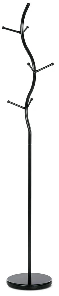 Vešiak stojanový, výška 181 cm, kovová konštrukcia, čierny matný lak, nosnosť 10 kg