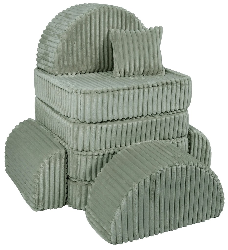 MeowBaby® Churros detská pohovka Max, Olive Sage Green