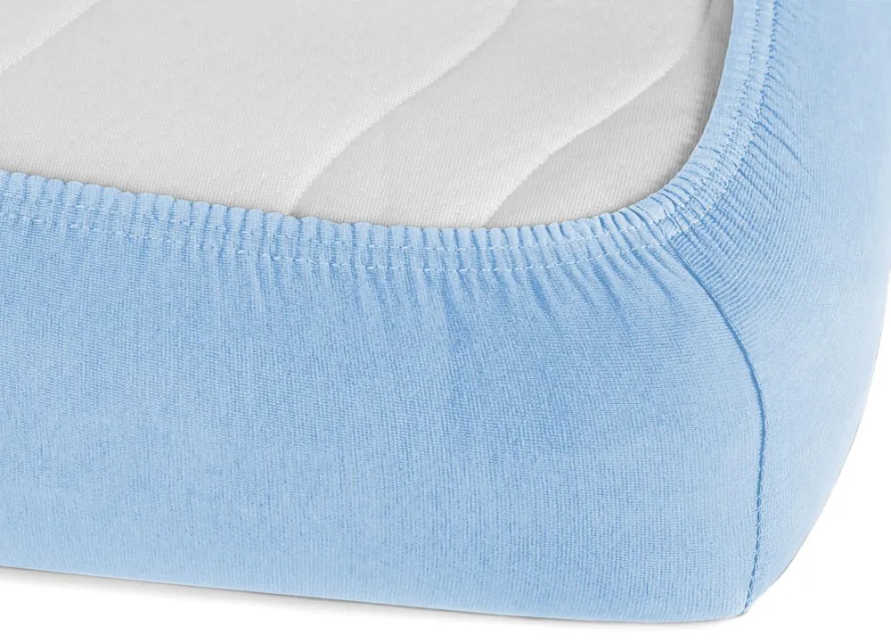 Jersey napínacie prestieradlo na extra vysoký matrac JR-014 Nebesky modré 90 x 200 - výška 40 cm