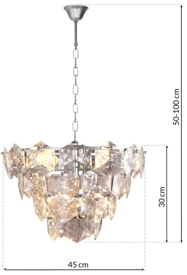 Krištáľový luster na reťazi DIANA 6xE14/40W/230V matný chróm