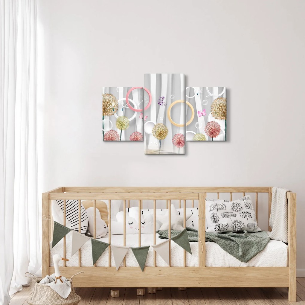 Abstraktný obraz s púpavami (90x60 cm)