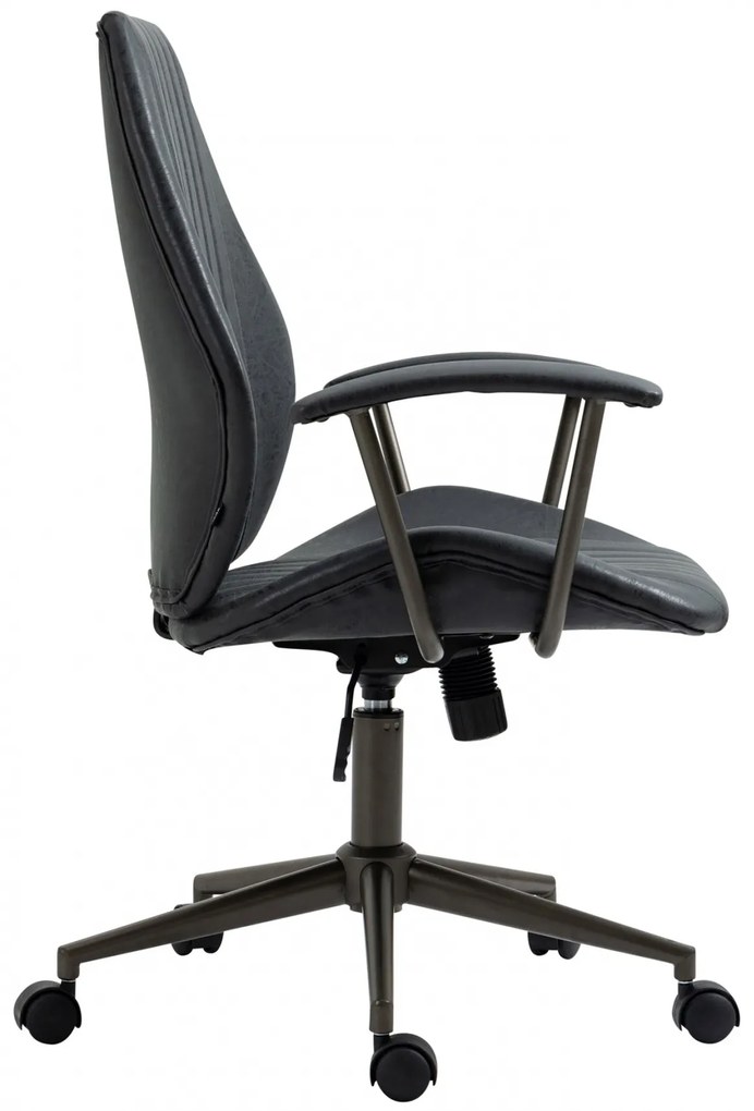 Design-Shop Kancelárska stolička Nampa v industriálnom štýle - koženka - Čierna antik