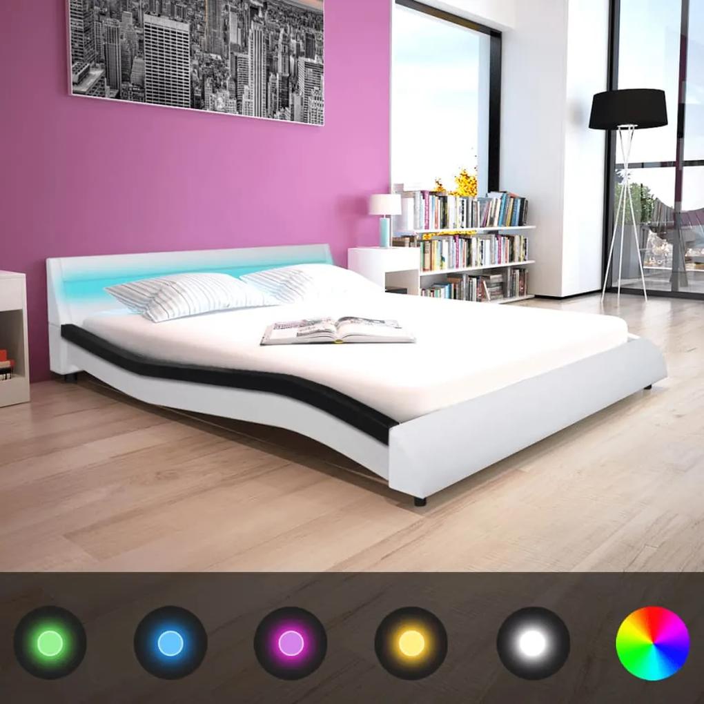 vidaXL Rám postele s LED pásom, 160x200 cm, umelá koža