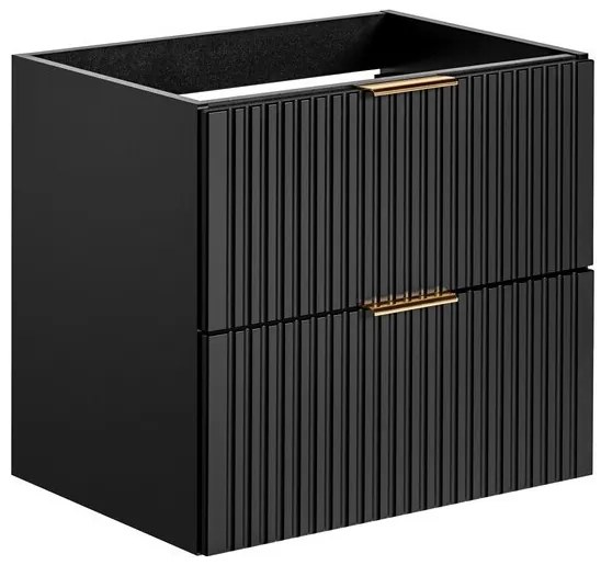 Kúpeľňová zostava Casad 60 cm so zápustným umývadlom, skrinkami a zrkadlom čierna