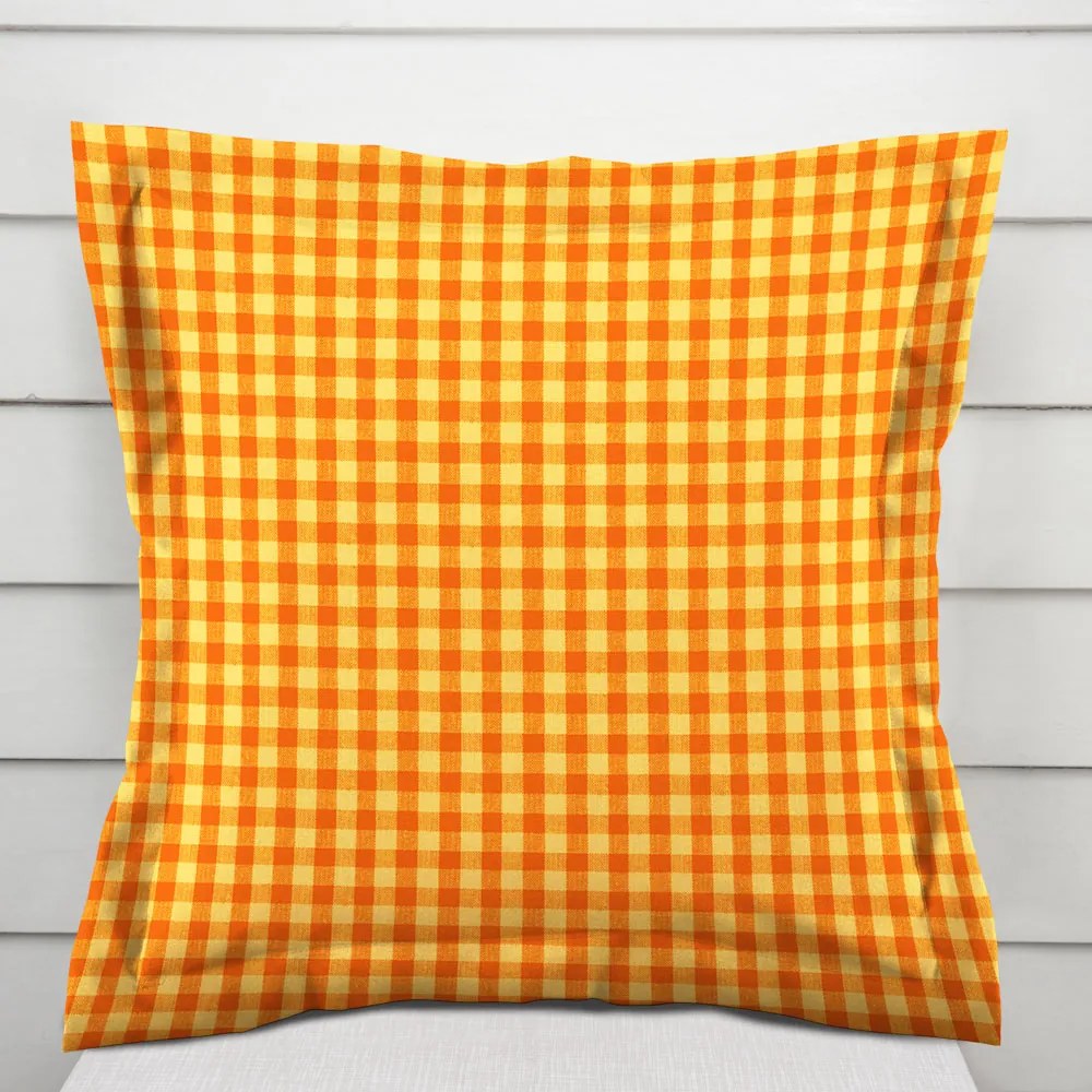 Biante Bavlnená obliečka na vankúš s lemom Olivia OL-006 Oranžovo-žltá kocka malá 45 x 45 cm