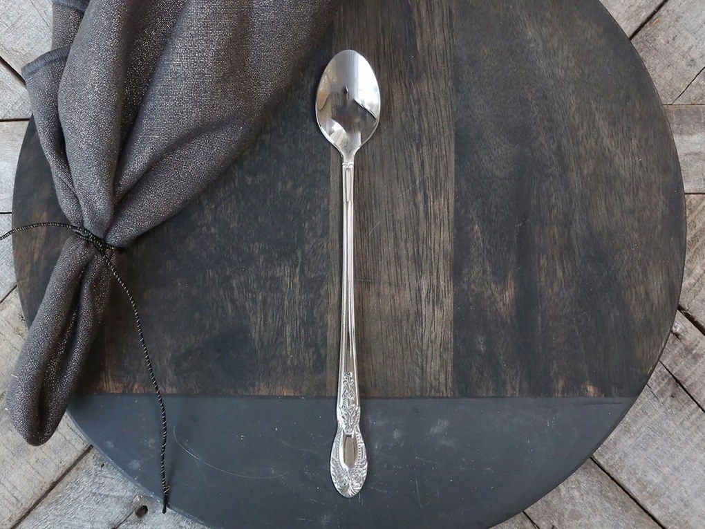 Strieborná kovová lyžička na latté - 20cm