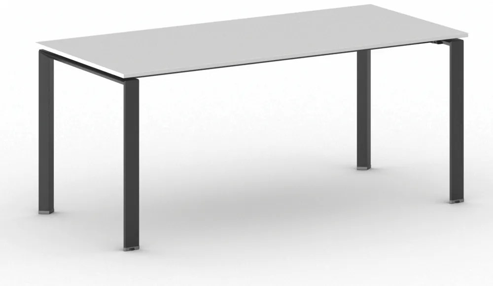 Rokovací kancelársky stôl PRIMO INFINITY, 180x90 cm, čierna podnož, biela